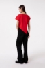 T-Shirt Asimmetrica Con Ricamo Lato Cuore • Rosso