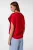 T-Shirt Paricollo Smanicata In Jersey Con Ricamo • Rosso