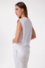 T-Shirt Paricollo In Jersey Con Risvolto E Arricciature Sul Fianco • Bianco