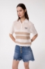 Polo In Maglia A Righe • Beige