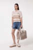 Polo In Maglia A Righe • Beige