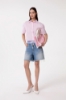Short In Denim Con Doppia Vita In Popeline Rigato • Blu