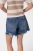 Short In Denim Con Morsetto Logato Sul Retro Tasca • Blu