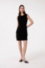 Abito Tubino Corto In Cady Con Morsetti • Nero