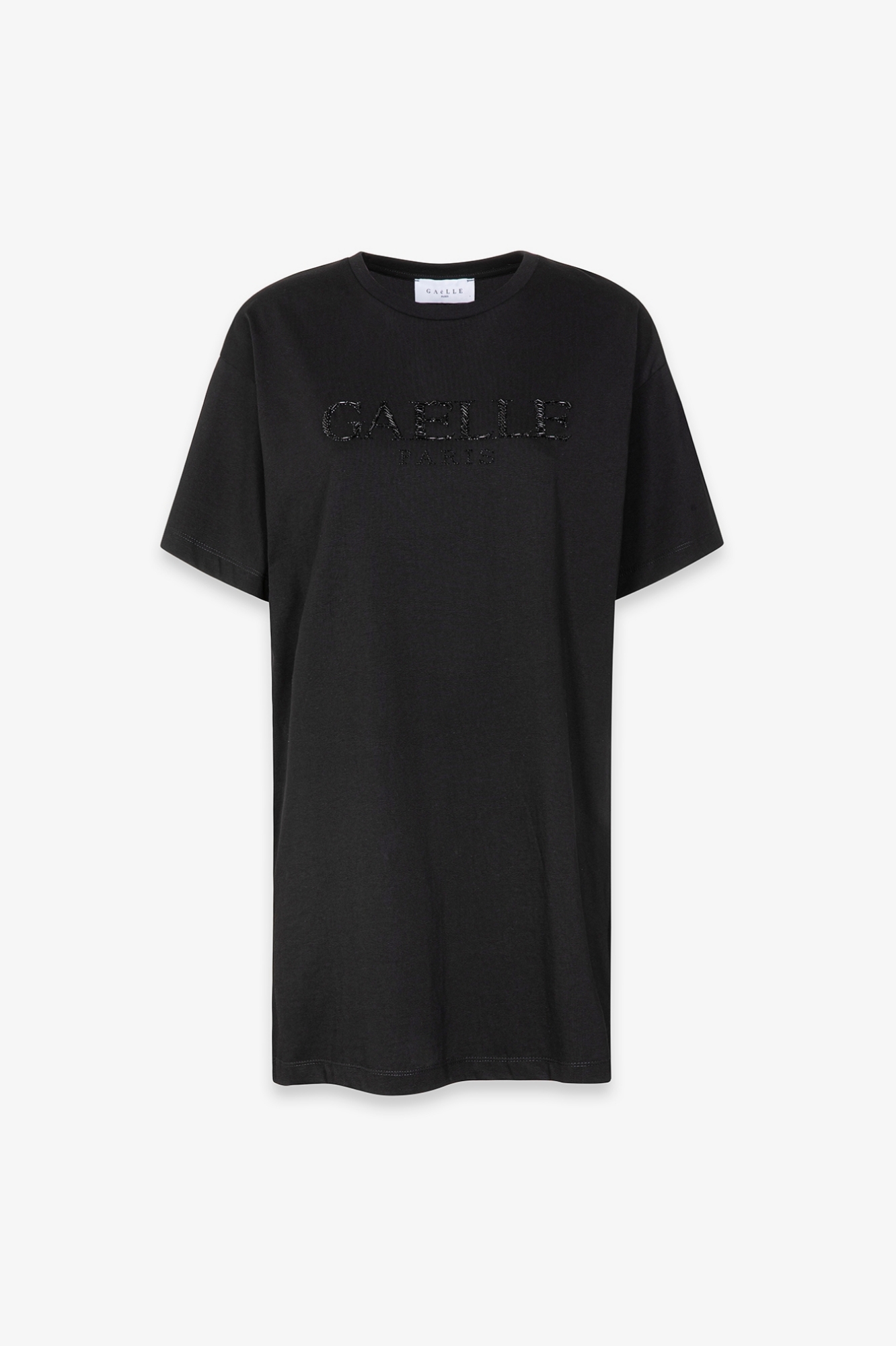 Abito Corto Paricollo Mezza Manica Con Ricamo • Nero