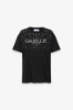 T-Shirt Paricollo Mezza Manica In Jersey Con Pioggia Strass • Nero