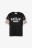 T-Shirt Paricollo Mezza Manica Con Dettaglio Manica In Raso • Nero