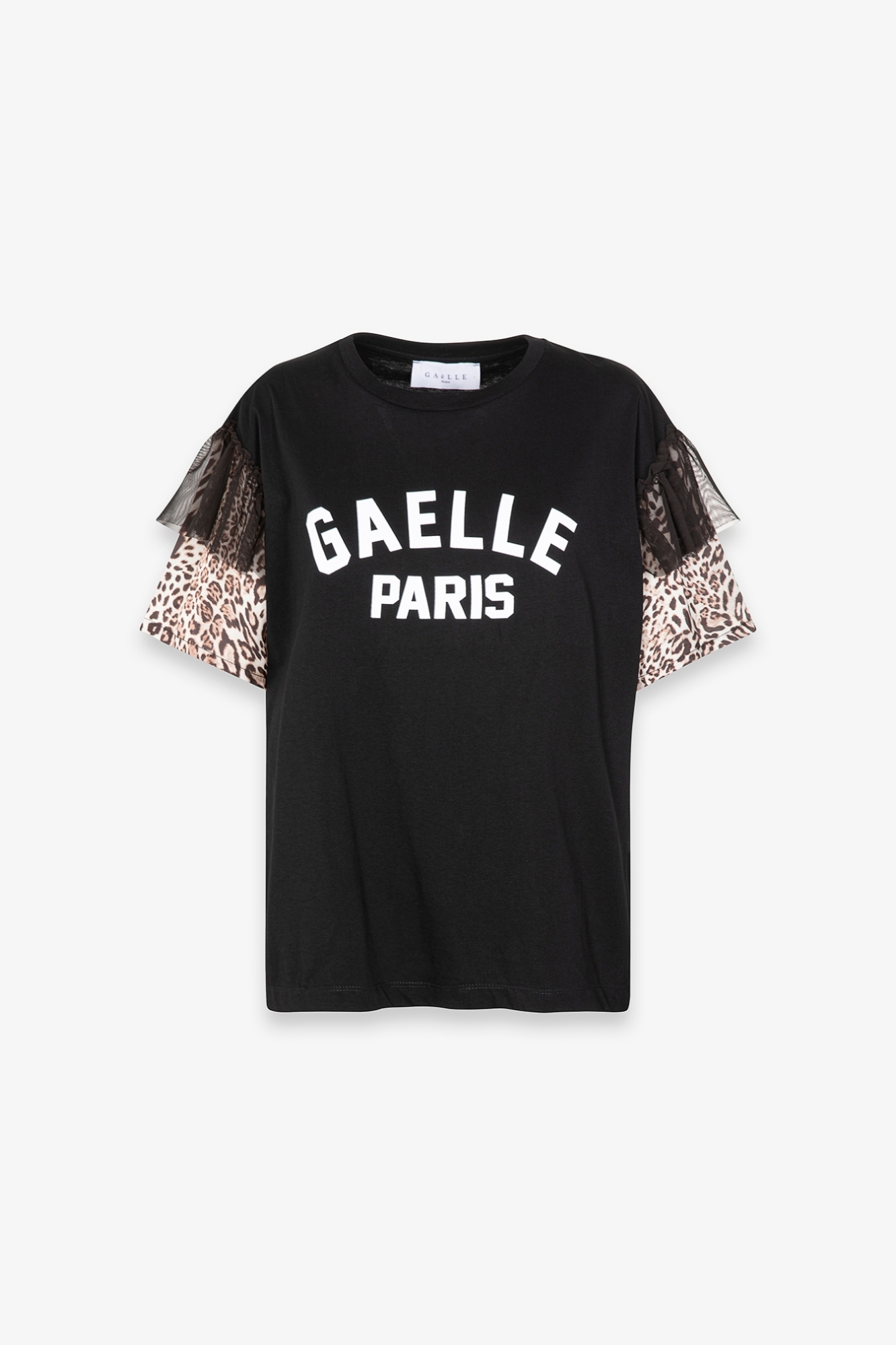 T-Shirt Paricollo Mezza Manica Con Dettaglio Manica In Raso • Nero