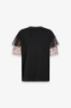 T-Shirt Paricollo Mezza Manica Con Dettaglio Manica In Raso • Nero