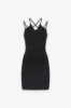 Abito Corto In Costina Con Spalline Sottili Logo Sul Retro • Nero