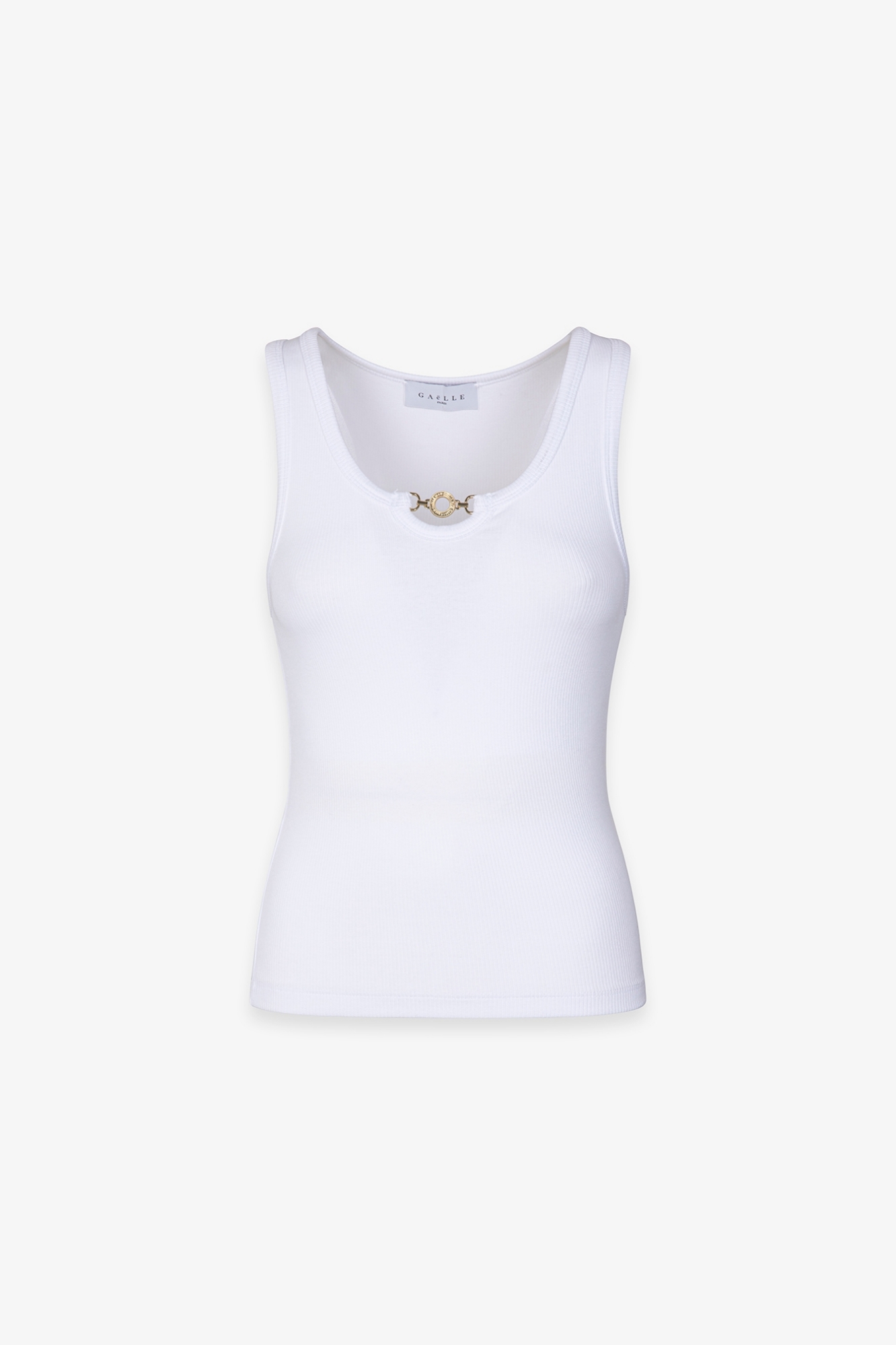 Canotta In Costina Con Dettaglio Morsetto Sul Davanti • Bianco