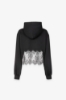 Felpa Con Cappuccio Cropped Con Banda In Pizzo • Nero