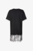 Abito Paricollo Mezza Manica In Jersey Con Dettaglio Al Fondo Con Balza In Pizzo • Nero