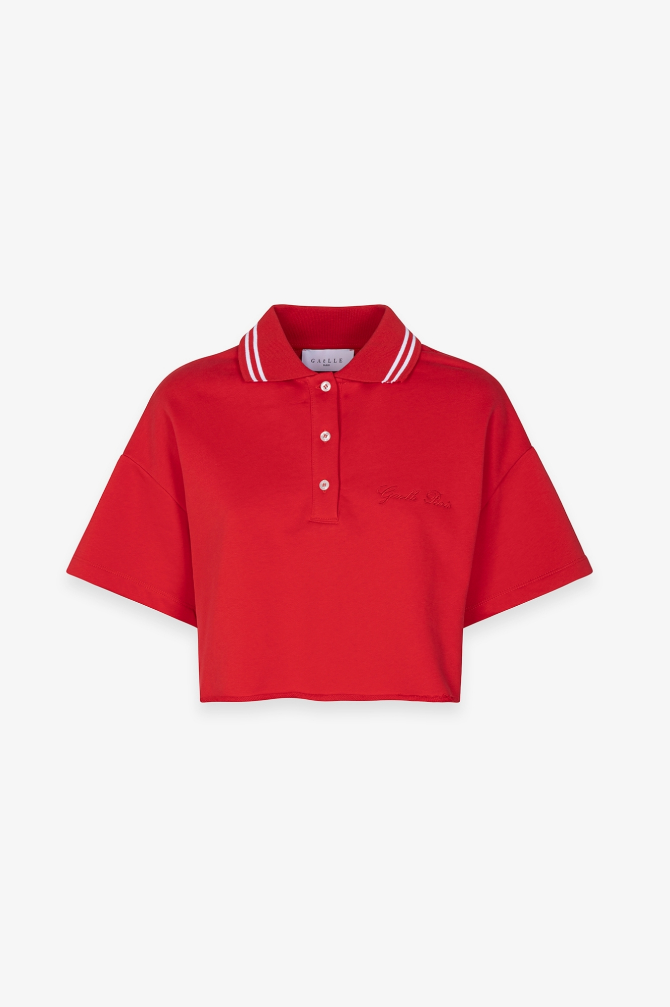 Polo Mezza Manica Con Colletto In Smacchinato E Ricamo Lato Cuore • Rosso