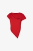 T-Shirt Asimmetrica Con Ricamo Lato Cuore • Rosso