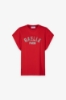 T-Shirt Paricollo Smanicata In Jersey Con Ricamo • Rosso