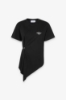 T-Shirt Paricollo Mezza Manica Con Dettaglio Sul Davanti • Nero