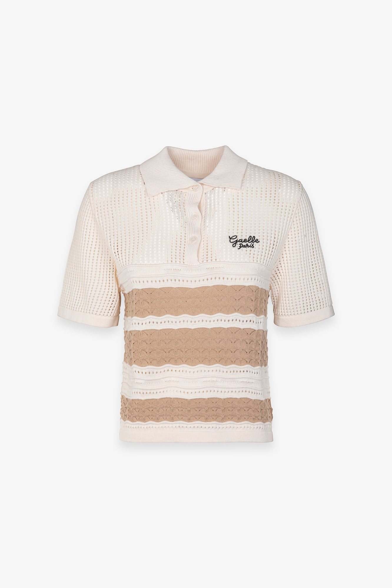 Polo In Maglia A Righe • Beige