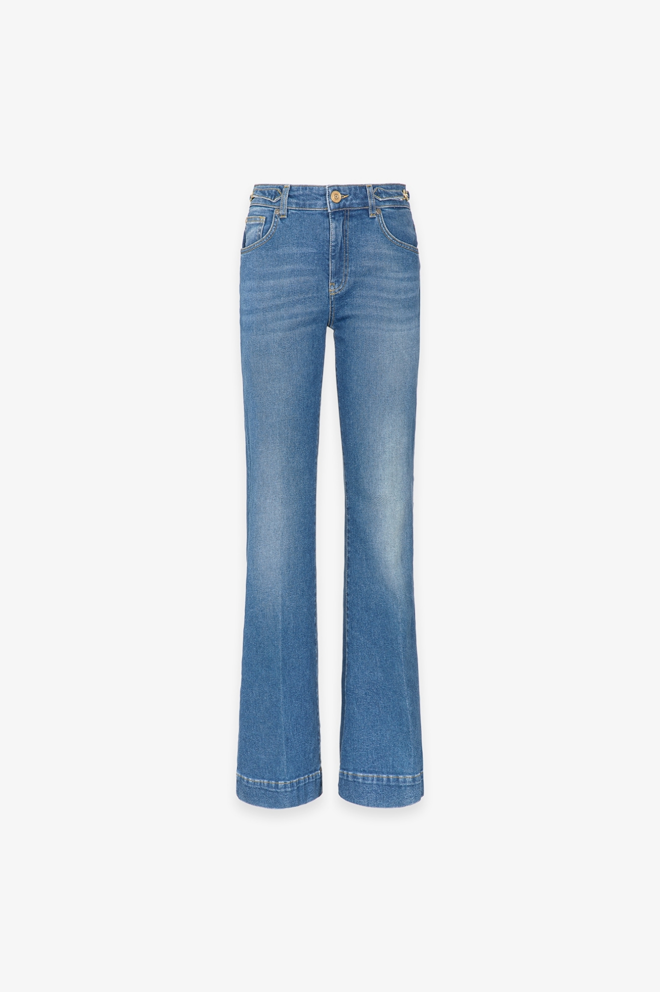 PANTALONE FLARE IN DENIM CON MORSETTI LATERALI