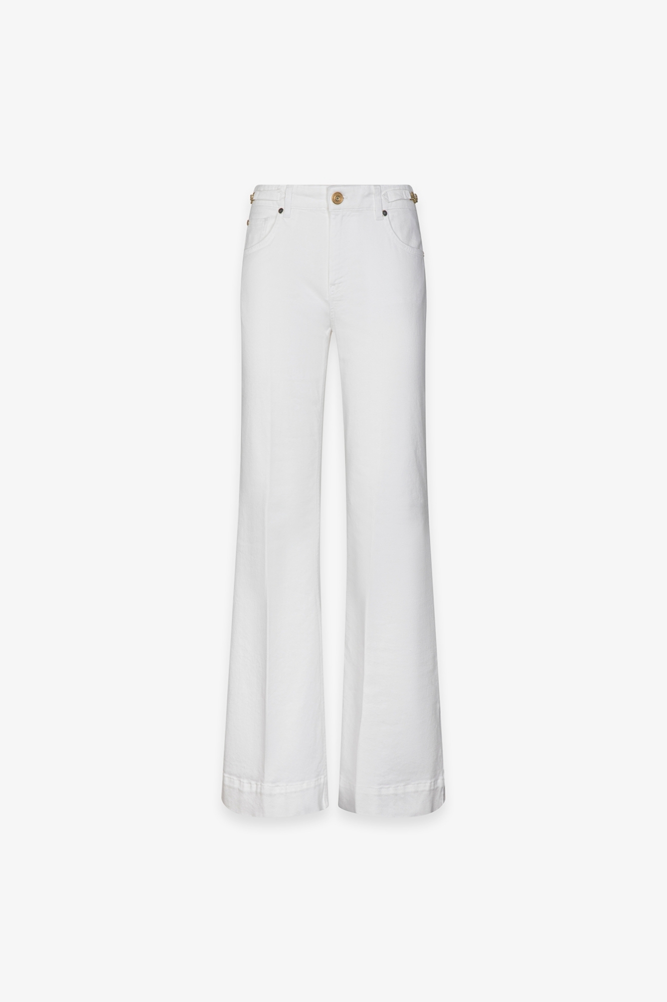 PANTALONE FLARE IN DENIM CON MORSETTI LATERALI