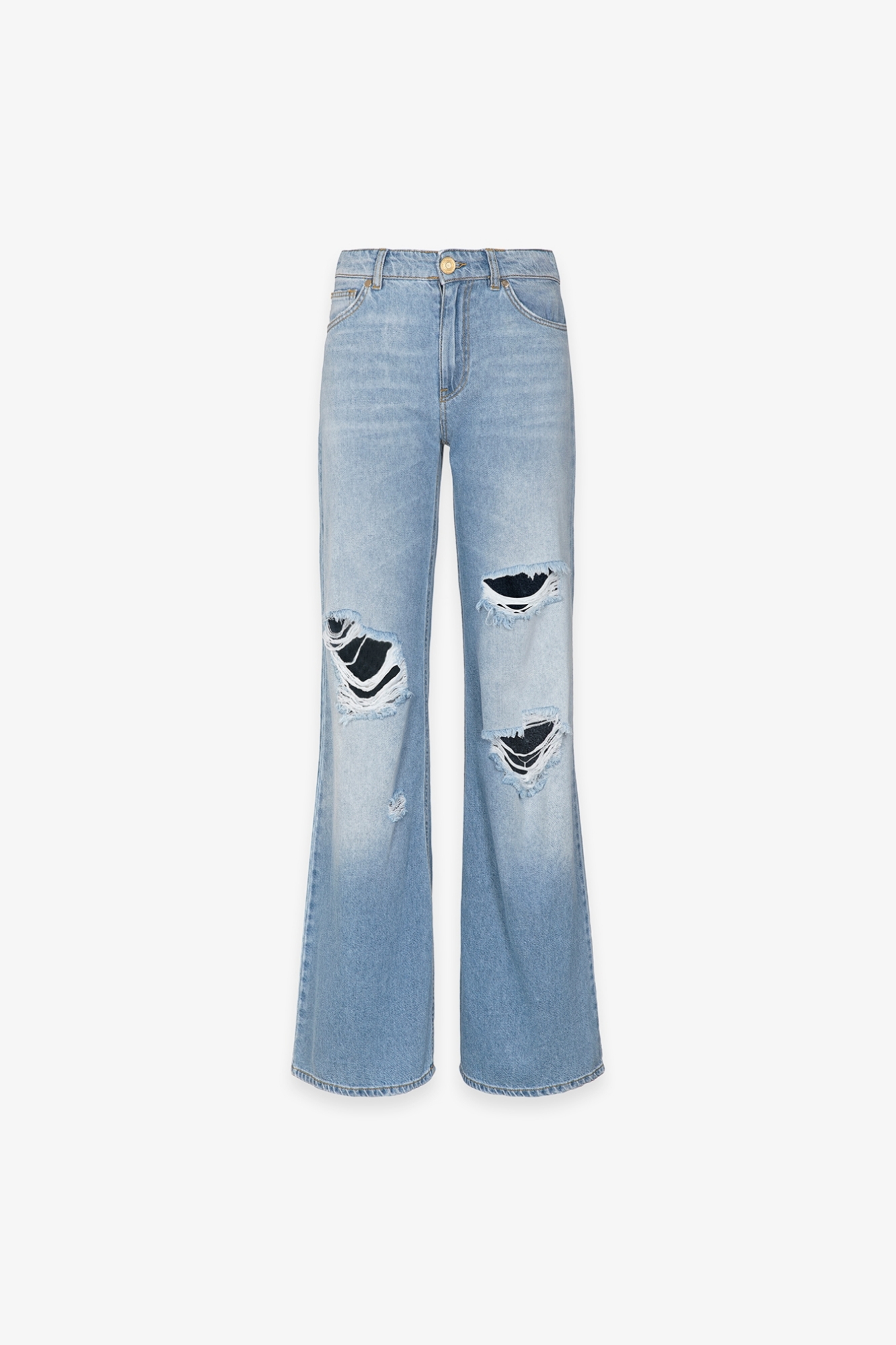 PANTALONE IN DENIM WIDE LEG REGULAR CON CINTURA NAPPINE