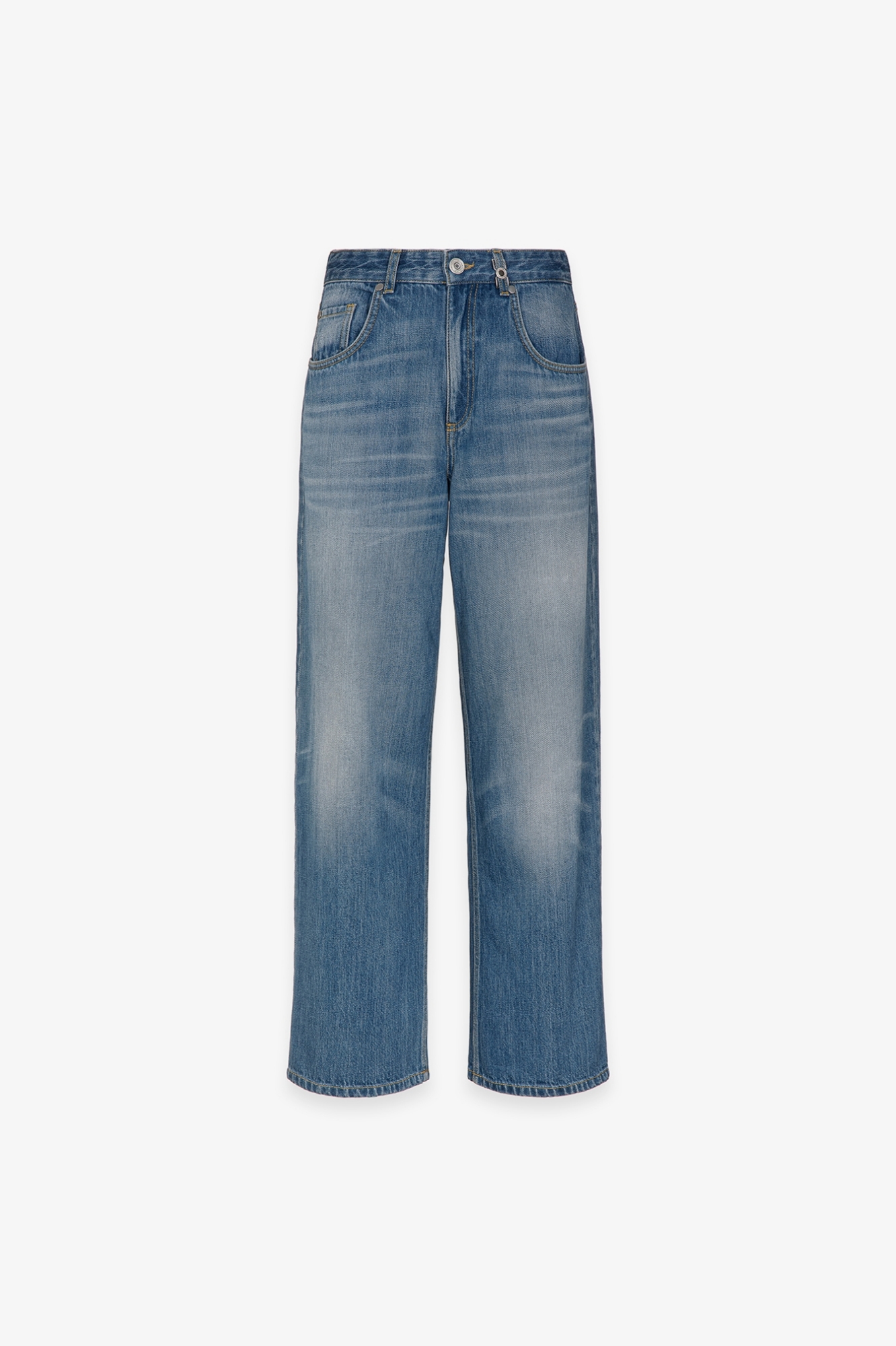 PANTALONE BOY IN DENIM CON MOSCHETTONE GIOIELLO