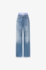 PANTALONE IN DENIM BOY LONG CON DOPPIA VITA IN POPELINE RIGATO