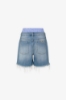 Short In Denim Con Doppia Vita In Popeline Rigato • Blu