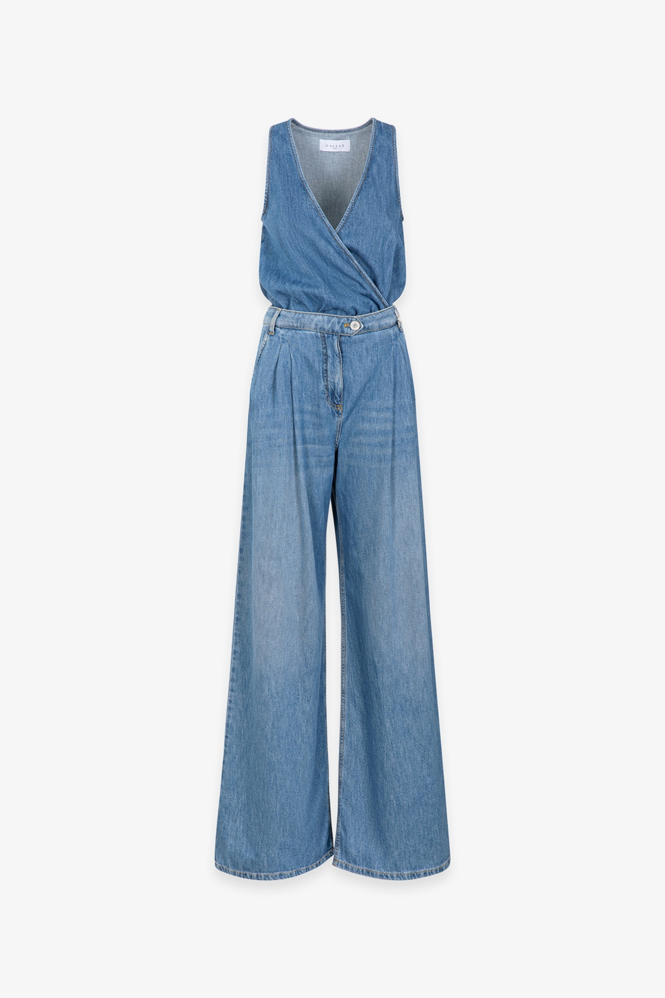 Tuta In Denim Con Scollatura Ncrociata • Blu