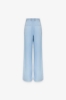 Pantalone In Denim Chino Doppia Pence Wide Leg • Blu