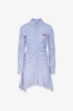 Abito Corto In Bastonetto Di Cotone Con Spalline • Azzurro