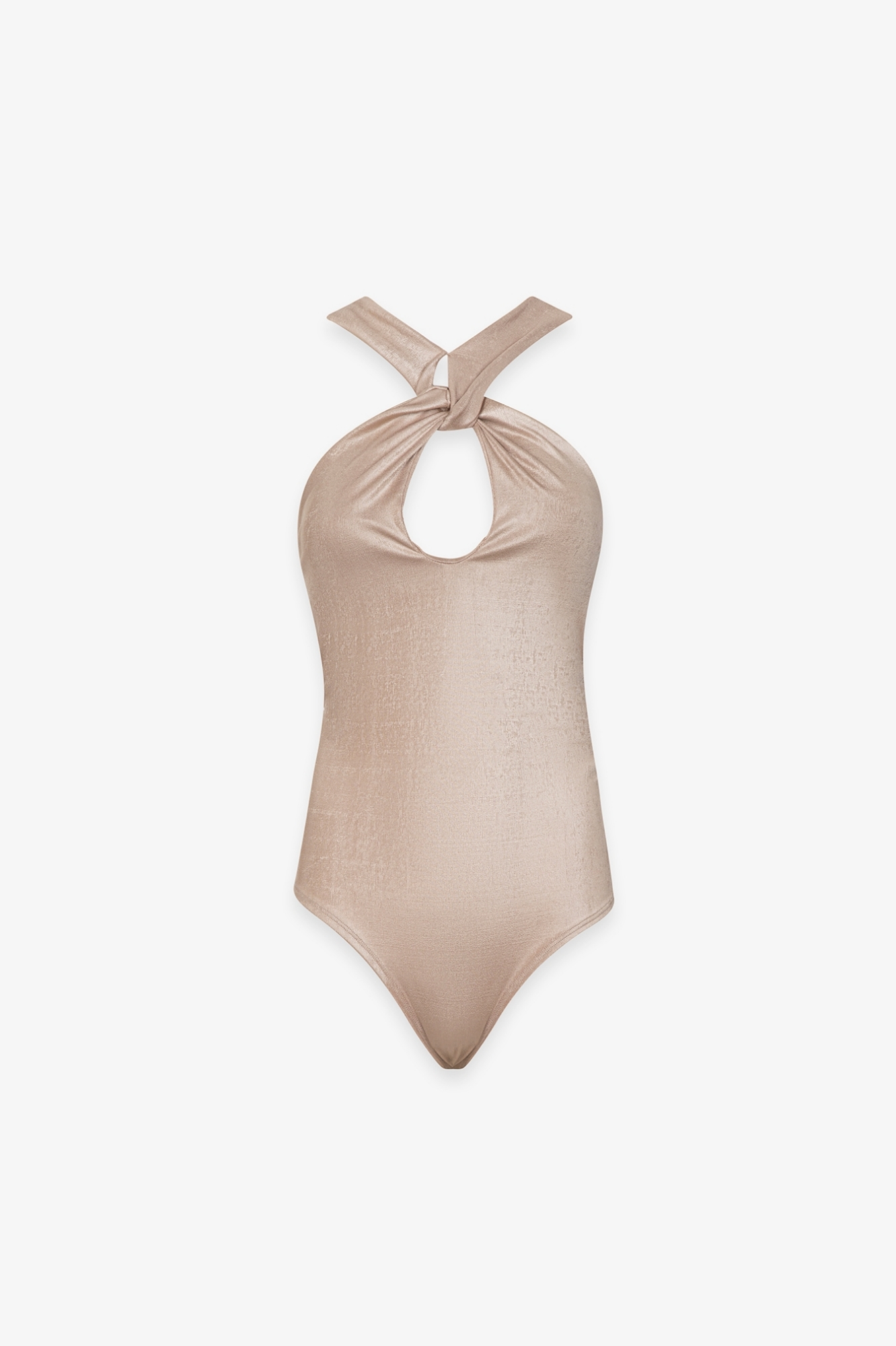 Body Con Spalline Incrociate In Maglia Fluida Lurex • Safari