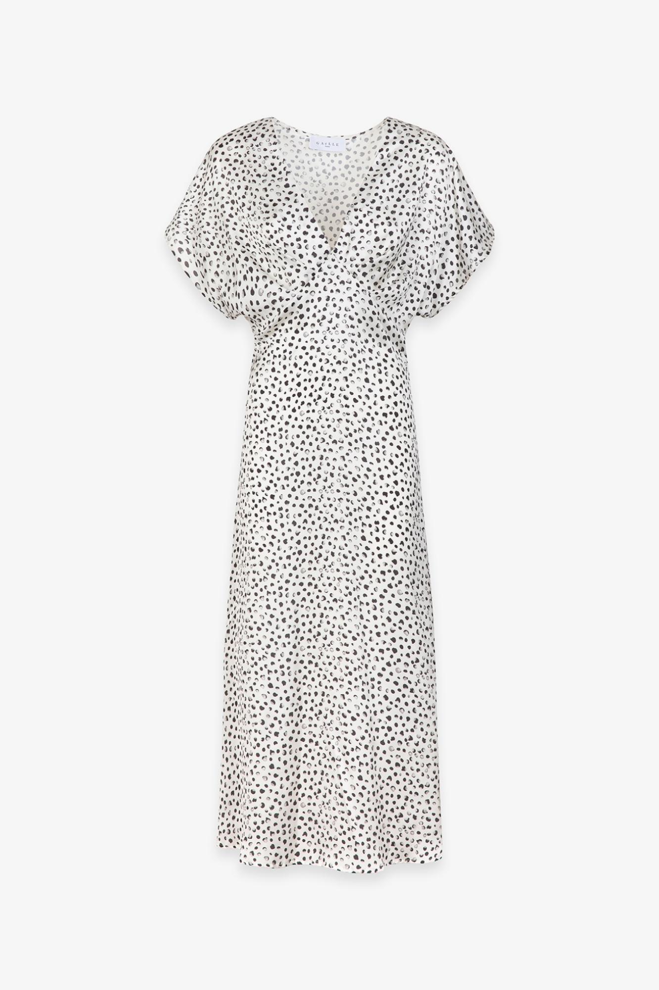 ABITO LUNGO CON MANICA KIMONO CORTA IN RASO STAMPATO