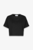 T-Shirt Crop Paricollo Mezza Manica • Nero