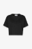 T-Shirt Crop Paricollo Mezza Manica • Nero