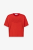T-Shirt Crop Paricollo Mezza Manica • Rosso