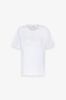 T-Shirt Paricollo Mezza Manica In Jersey Con Ricamo Traforato • Bianco