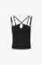 Canotta In Costina Con Spalline Sottili Con Applicazione • Nero