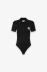 Body Mezza Manica Con Collo E Abbottonatura A Polo Con Aperture Sui Fianchi • Nero