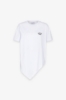 T-Shirt Paricollo Mezza Manica Con Dettaglio Sul Davanti • Bianco