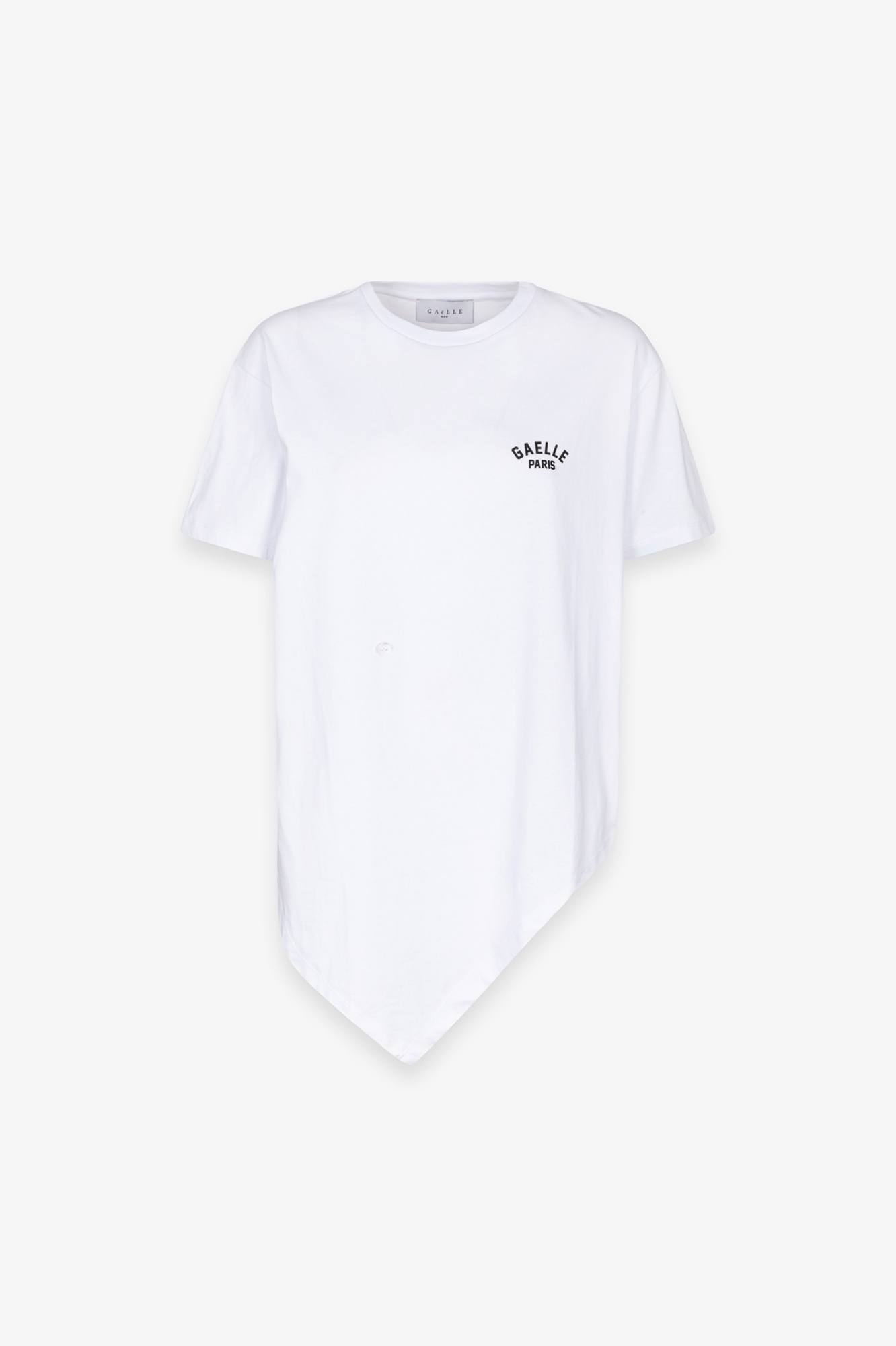 T-Shirt Paricollo Mezza Manica Con Dettaglio Sul Davanti • Bianco