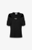 T-Shirt Paricollo Mezza Manica Con Dettaglio Tagli Su Spalle Applicazione Logo • Nero