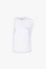 T-Shirt Smanicata Con Dettaglio Sul Davanti E Logo Strass Lato Cuore • Bianco