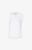 T-Shirt Smanicata Con Dettaglio Sul Davanti E Logo Strass Lato Cuore • Bianco