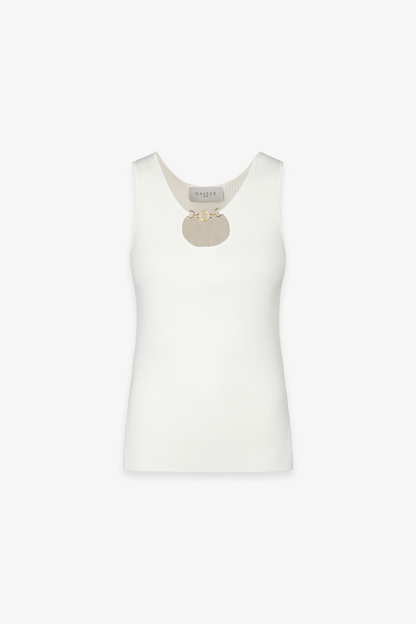 Canotta Lunga In Maglia Dettaglio Morsetto • Avorio