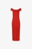 Abito Midi Con Collo Schiffer E Spacco In Punto Milano • Rosso