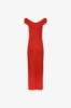Abito Midi Con Collo Schiffer E Spacco In Punto Milano • Rosso
