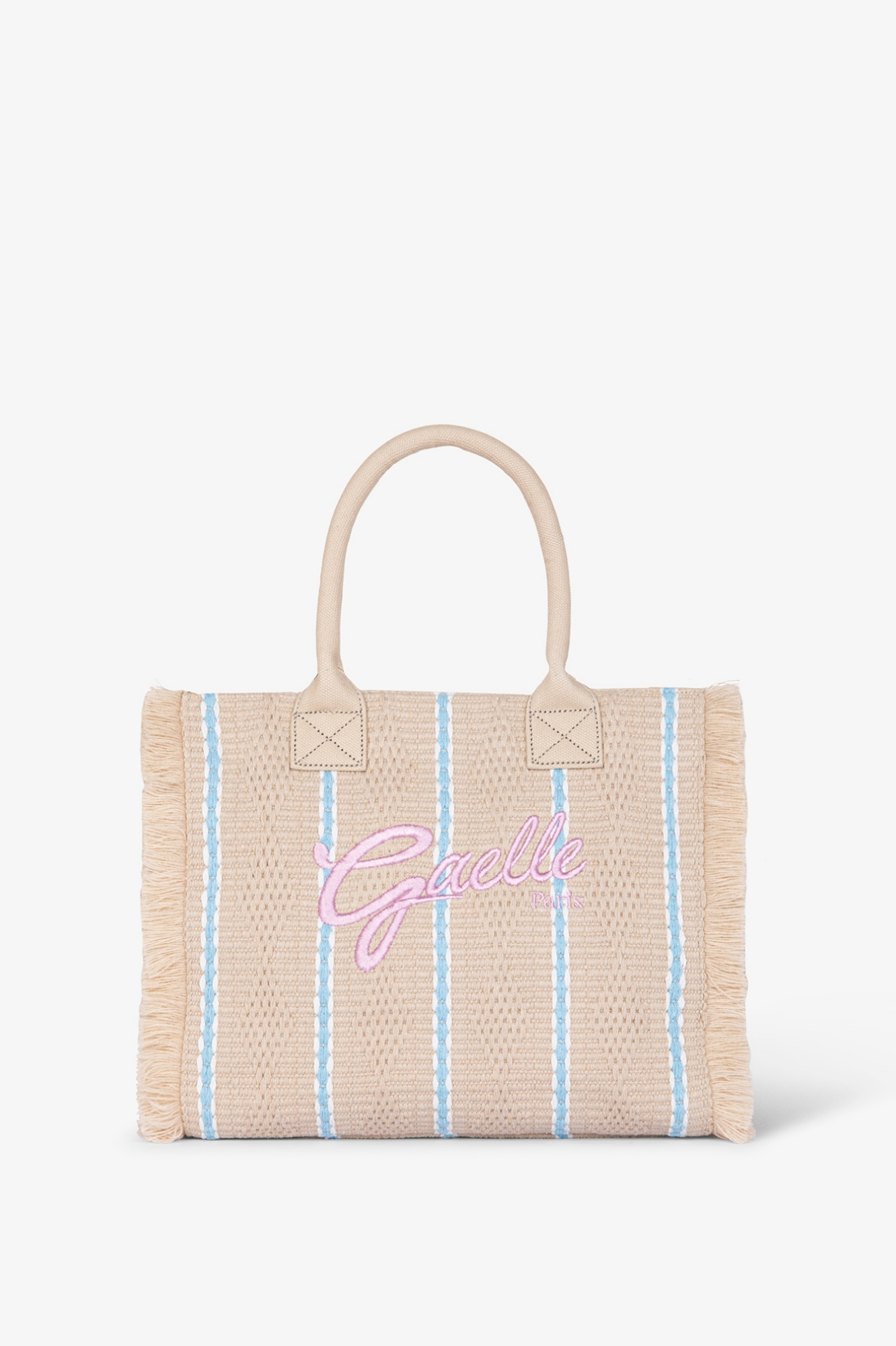 Maxi Shopper Ricamo Firma Rosa • Beige