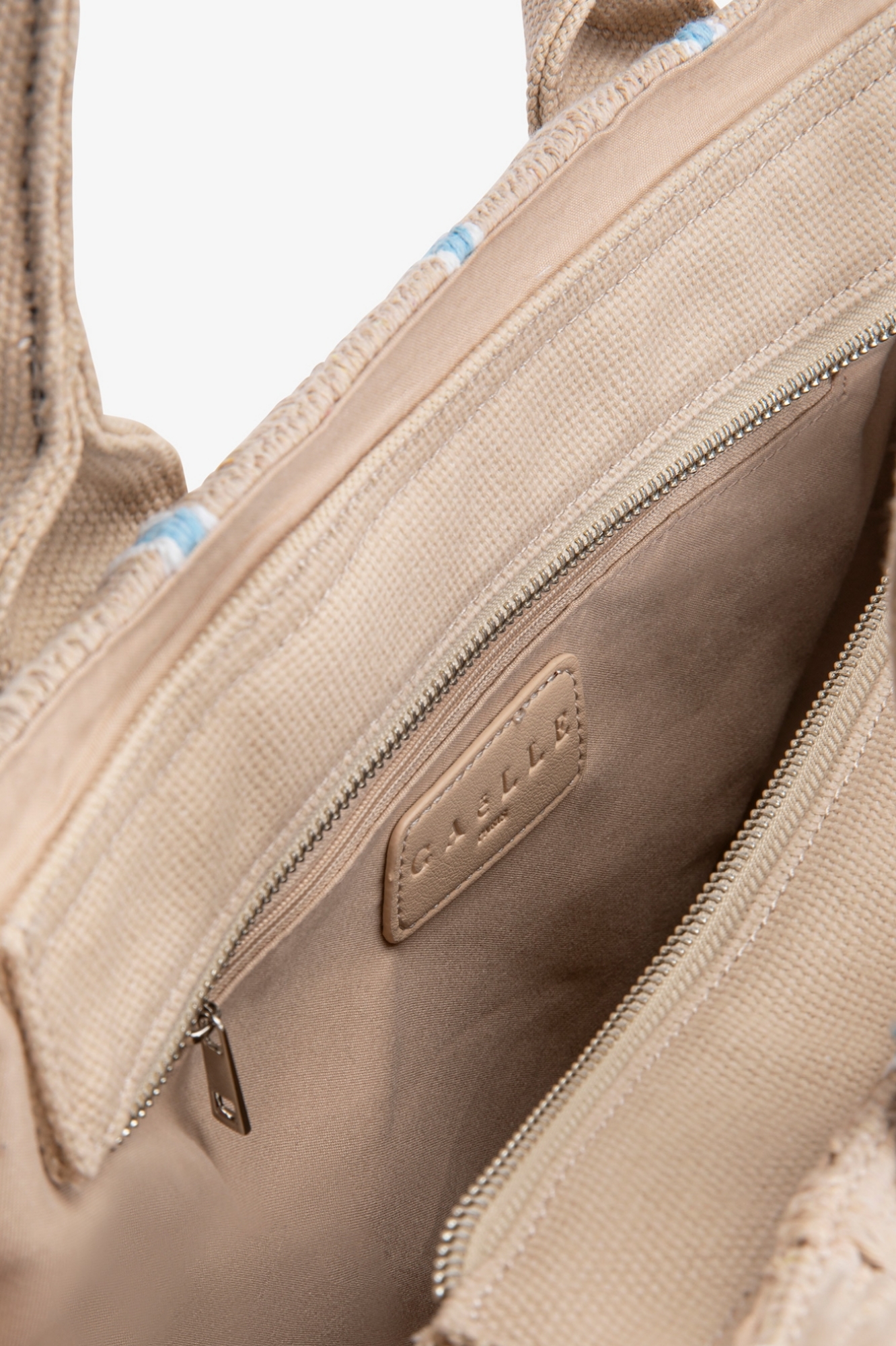 Maxi Shopper Ricamo Firma Rosa • Beige