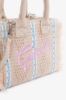 Mini Shopper Ricamo Firma Rosa • Beige